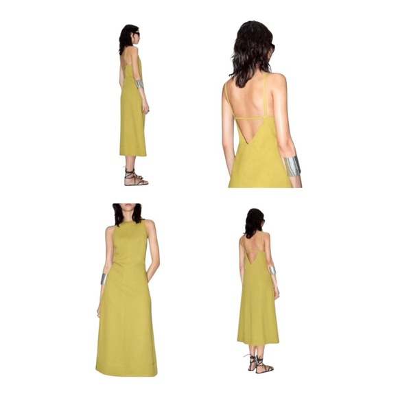 💛 ZARA Woman ZW Collection Linen Blend Midi Dress | Size M | New With Tags - Picture 3 of 6